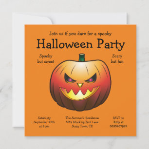 Halloween Pompoen Uitnodiging Plat Kaart