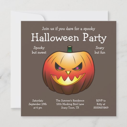 Halloween Pompoen Uitnodigingskaart (Voorkant)