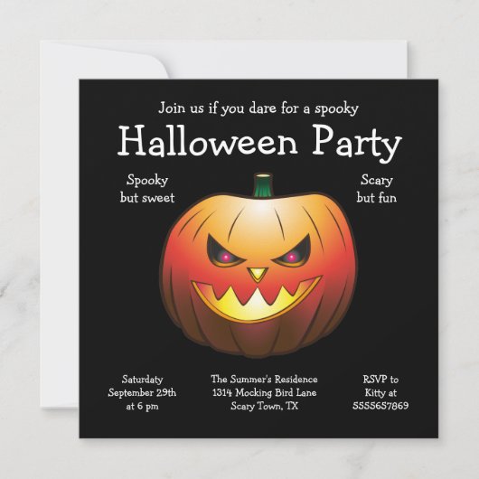 Halloween Pompoen Uitnodigingskaart (Voorkant)
