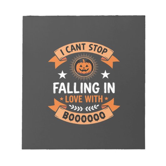 Halloween Pompoen Valt Verliefd Notitieblok (Voorkant)