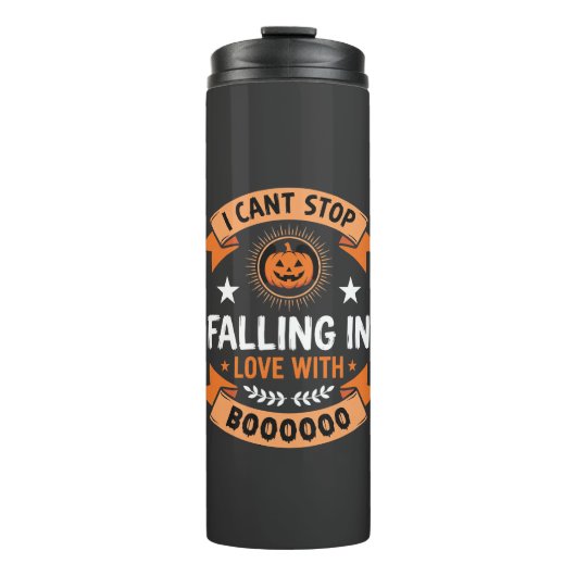 Halloween Pompoen Valt Verliefd Thermosbeker (Voorkant)