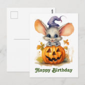 Halloween pompoen verjaardag muis briefkaart (Voorkant / Achterkant)