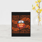 Halloween pompoen verpleegkundige Schattigee CNA k Kaart (Gele Bloem)