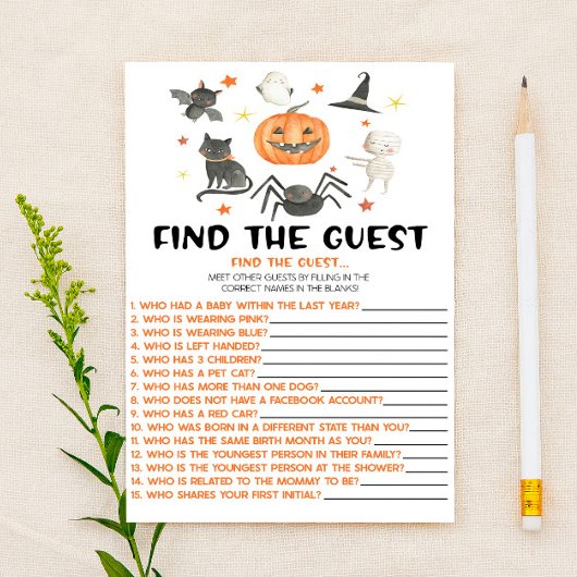 Halloween pompoen Vind het gast Baby shower spel Briefpapier