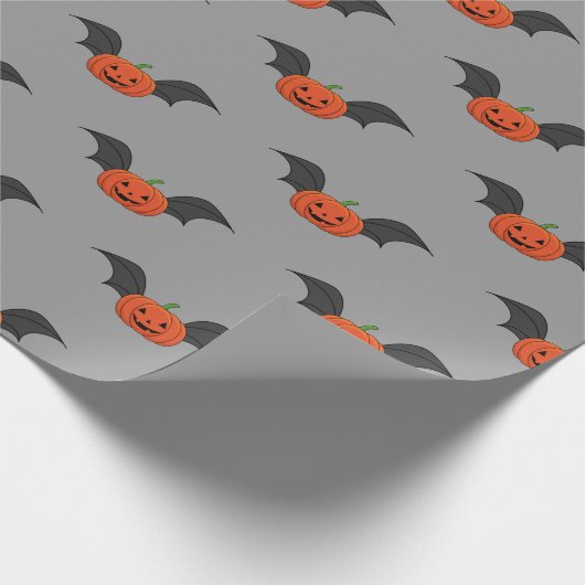 Halloween pompoen vleermuis cadeaupapier (Hoek)