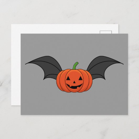 Halloween pompoen vleermuis feestdagenkaart (Voorkant / Achterkant)