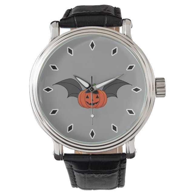 Halloween Pompoen Vleermuis Horloge (Voorkant)