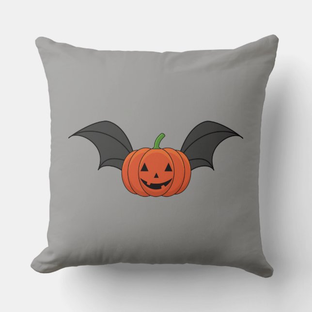 Halloween Pompoen Vleermuis Kussen (Voorkant)