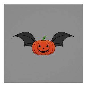 Halloween Pompoen Vleermuis Perfect Poster