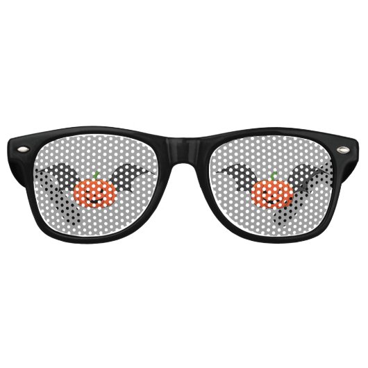 Halloween pompoen vleermuis retro zonnebril (Voorkant)