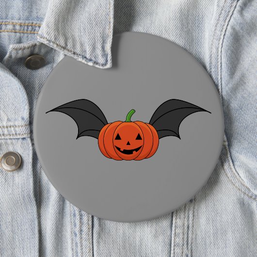 Halloween pompoen vleermuis ronde button 6,0 cm (In situ)