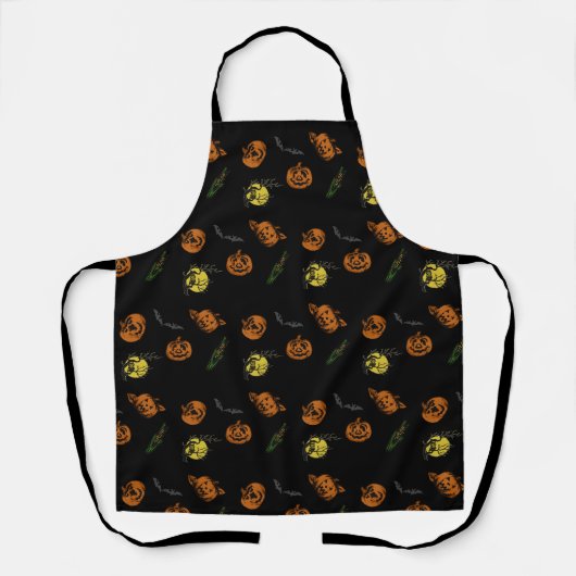 Halloween/pompoen/vleermuis schort (Voorkant)