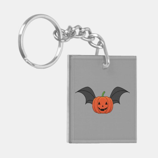Halloween pompoen vleermuis sleutelhanger (Voorkant Links)