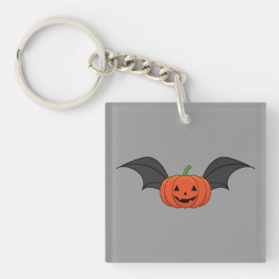 Halloween pompoen vleermuis sleutelhanger