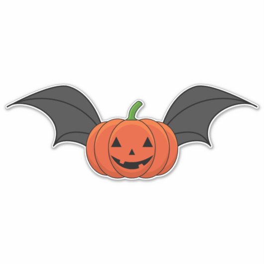 Halloween pompoen vleermuis sticker (Voorkant)