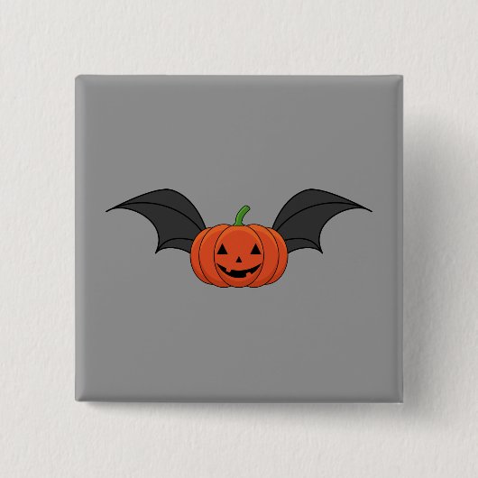 Halloween pompoen vleermuis vierkante button 5,1 cm (Voorkant)