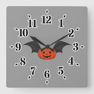 Halloween Pompoen Vleermuis Vierkante Klok