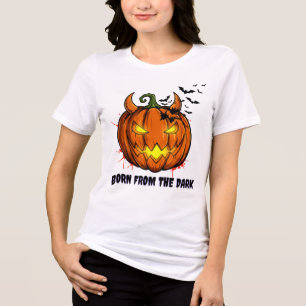 Halloween Pompoen & Vleermuizen T-Shirt - Donkere