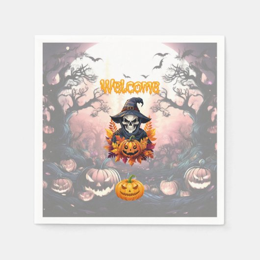 Halloween Pompoen Vlek Servet (Voorkant)