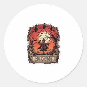 Halloween Pompoen Vogelverschrikker Heksen Volle M Ronde Sticker