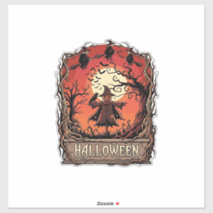 Halloween Pompoen Vogelverschrikker Heksen Volle M Sticker