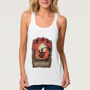 Halloween Pompoen Vogelverschrikker Heksen Volle M Tanktop