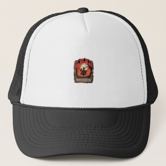 Halloween Pompoen Vogelverschrikker Heksen Volle M Trucker Pet (Voorkant)