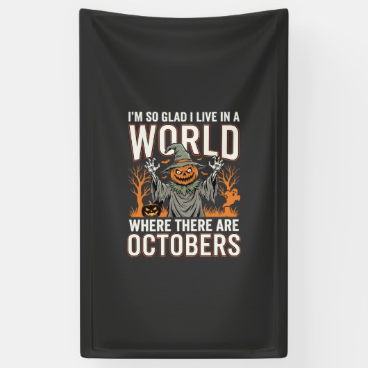 Halloween Pompoen Vogelverschrikker Oktober Wereld Spandoek (Verticaal)