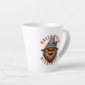 Halloween Pompoen Vogelverschrikker Ontwerp Latte Mok (Rechterhoek)