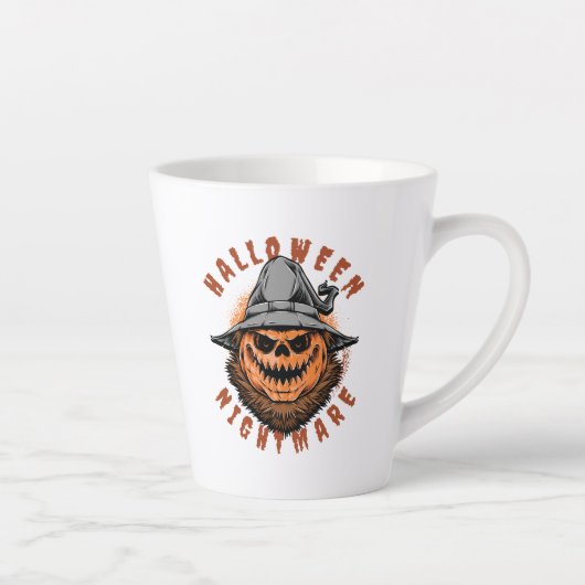 Halloween Pompoen Vogelverschrikker Ontwerp Latte Mok (Rechts)