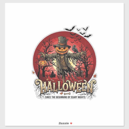 Halloween Pompoen Vogelverschrikker Raaf Vleermuiz Sticker (Vel)
