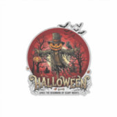 Halloween Pompoen Vogelverschrikker Raaf Vleermuiz Sticker (Voorkant)