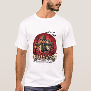 Halloween Pompoen Vogelverschrikker Raaf Vleermuiz T-shirt