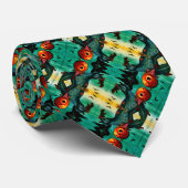 Halloween pompoen vogelverschrikker satijn streep  stropdas (Opgerold)