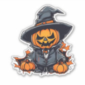 Halloween pompoen vogelverschrikker Schattige Herf Sticker (Voorkant)