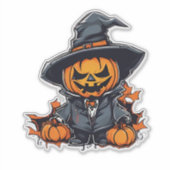 Halloween pompoen vogelverschrikker Schattige Herf Sticker (Voorkant)