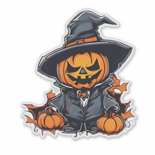 Halloween pompoen vogelverschrikker Schattige Herf Sticker (Voorkant)