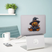 Halloween pompoen vogelverschrikker Schattige Herf Sticker (Laptop op bureau)