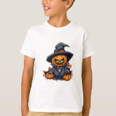 Halloween pompoen vogelverschrikker Schattige Herf T-shirt (Voorkant)