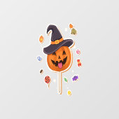 Halloween pompoen voor kinderen raamsticker (Vel)