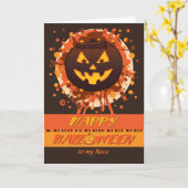 Halloween pompoen, voor nichtje, grunge, humoristi kaart (Gele Bloem)