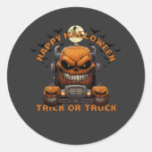 Halloween pompoen vrachtwagen monster Spooky Haunt Ronde Sticker (Voorkant)