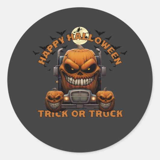 Halloween pompoen vrachtwagen monster Spooky Haunt Ronde Sticker (Voorkant)