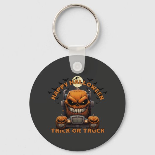 Halloween pompoen vrachtwagen monster Spooky Haunt Sleutelhanger (Voorkant)