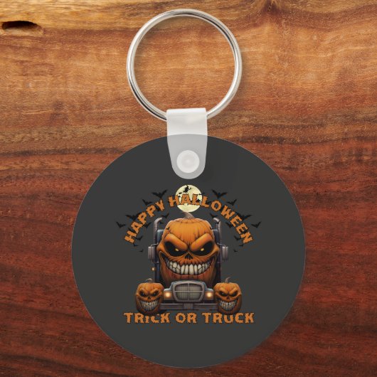 Halloween pompoen vrachtwagen monster Spooky Haunt Sleutelhanger (Voorkant)