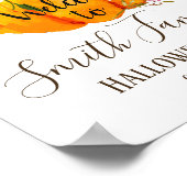 Halloween, pompoen welkom bord poster (Hoek)