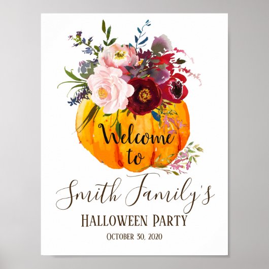 Halloween, pompoen welkomstbord poster (Voorkant)