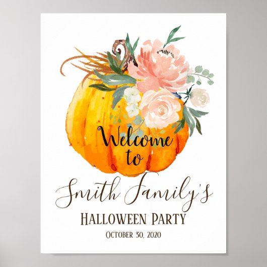 Halloween, pompoen welkomstbord poster (Voorkant)