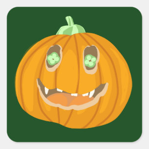 Halloween pompoen whimsical en griezelig vierkante sticker