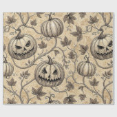  Halloween pompoen wijnpatroon Cadeaupapier (Vlak)